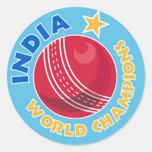 india wereldkampioen cricket ball ronde sticker