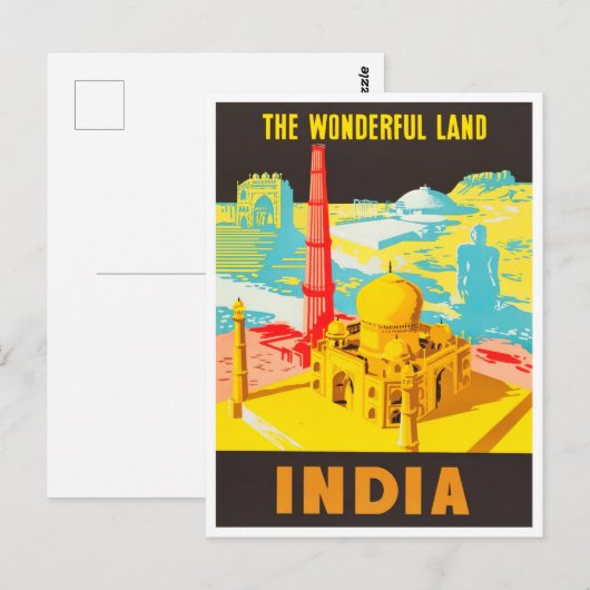 India wonderbaarlijke landvintonijnreis briefkaart (Voorkant / Achterkant)