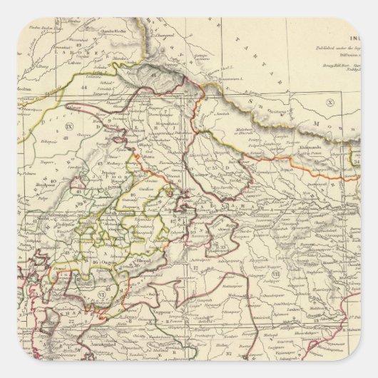 India XII Index-kaart Vierkante Sticker (Voorkant)