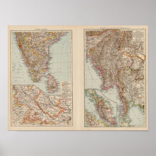 India Zuid, Birma, Maleis Poster (Voorkant)