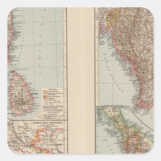 India Zuid, Birma, Maleis Vierkante Sticker (Voorkant)