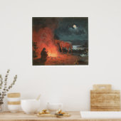 Indiaan door een kampvuur (0744A) Poster (Keuken)