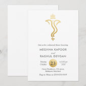 Indiaan | Faux Gold Folie Ganesha repetitie diner Kaart (Voorkant / Achterkant)