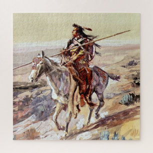 “Indiaan met speer” Cowboy Art door Charles Russel Legpuzzel
