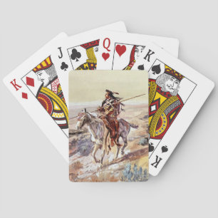 “Indiaan met speer” Cowboy Art door Charles Russel Pokerkaarten