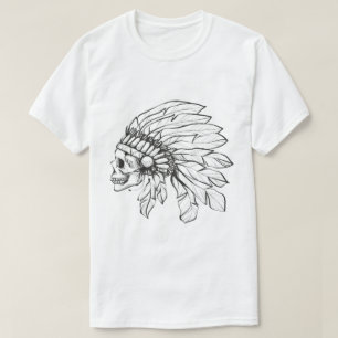 Indiaan met veren op het hoofd Krabbel i T-shirt