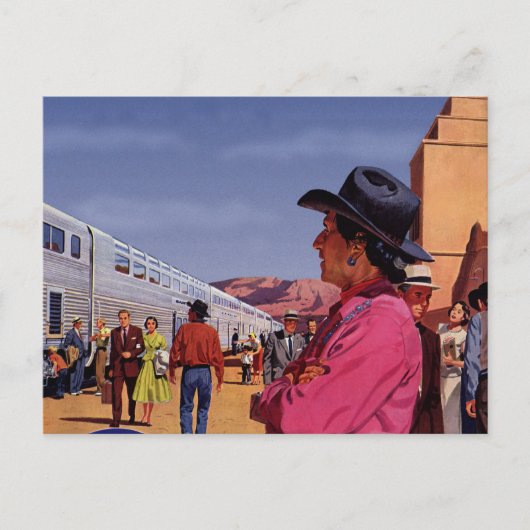 Indiaan op een treinstation Briefkaart (Voorkant)