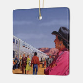  Indiaan op een treinstation Keramisch Ornament (Links)