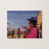  Indiaan op een treinstation Legpuzzel (Horizontaal)