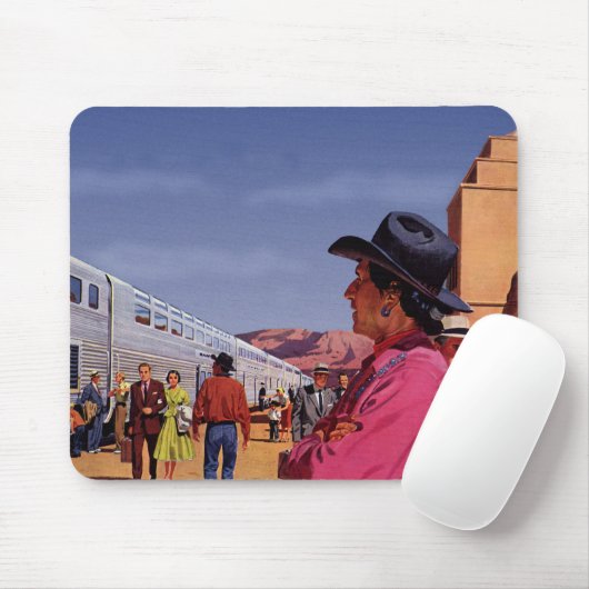  Indiaan op een treinstation Muismat (Met muis)