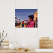  Indiaan op een treinstation Poster (Keuken)