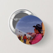  Indiaan op een treinstation Ronde Button 5,7 Cm (Voorkant /achterkant)