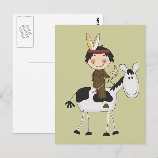 Indiaan op paardenoverhemden en cadeautjes briefkaart (Voorkant / Achterkant)