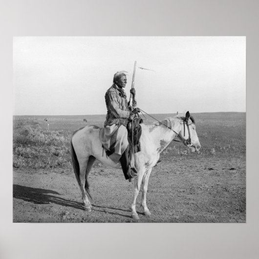 Indiaan te paard, 1907. Oude foto Poster (Voorkant)