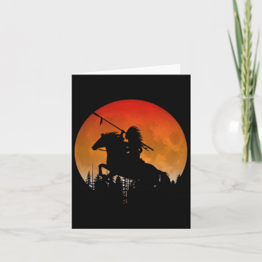 Indiaan te paard op silhouet van bomen A Kaart (Voorkant)