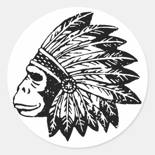 indiaan van gorilla ronde sticker (Voorkant)