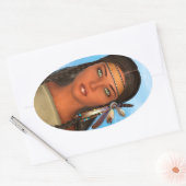 Indiaans-Amerikaans meisje Ovale Sticker (Envelop)