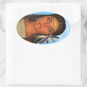 Indiaans-Amerikaans meisje Ovale Sticker (Tas)