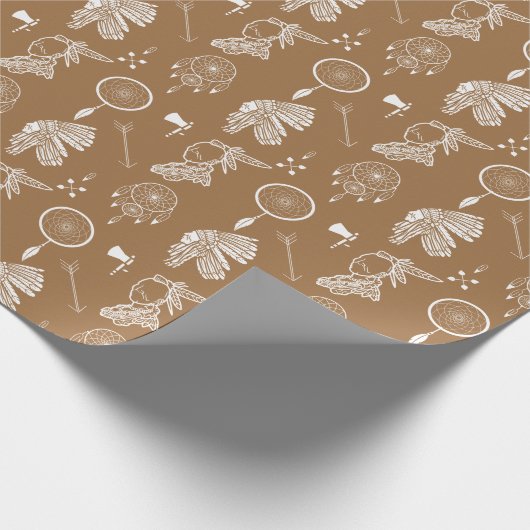 Indiaans Apache Chief Indiaans patroon Cadeaupapier (Hoek)