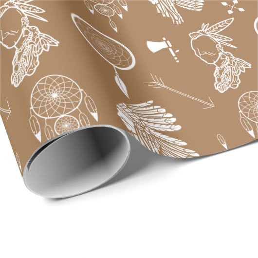 Indiaans Apache Chief Indiaans patroon Cadeaupapier (Rol Hoek)