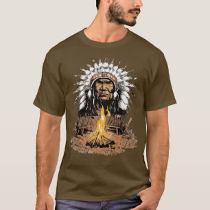 Indiaans hoofddeksel hoofdkamp t-shirt