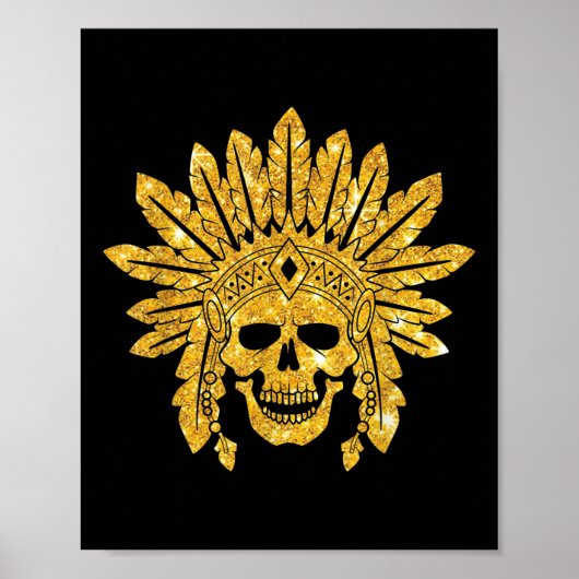 Indiaans - Indiaans - Schedel - Authentiek - Oorlo Poster (Voorkant)