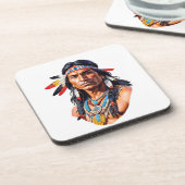 Indiaans Man Bier Onderzetter (Linkerzijde)