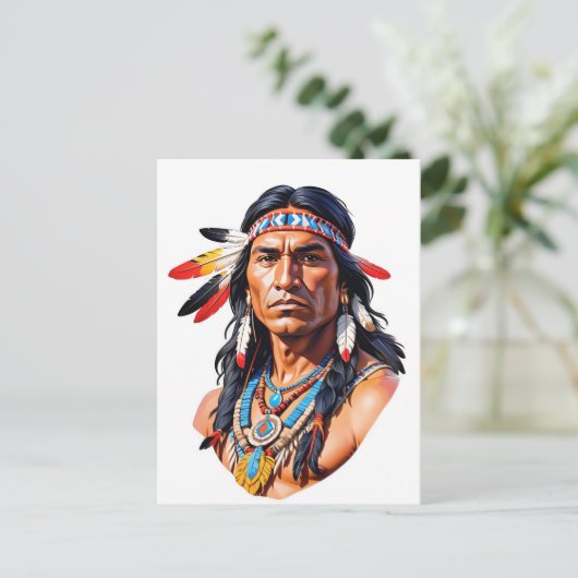 Indiaans Man Briefkaart (Staand voorkant)