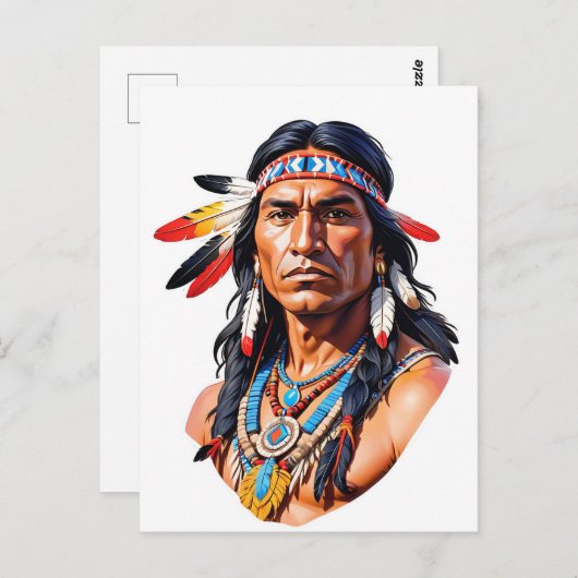 Indiaans Man Briefkaart (Voorkant / Achterkant)