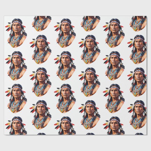 Indiaans Man Cadeaupapier (Vlak)