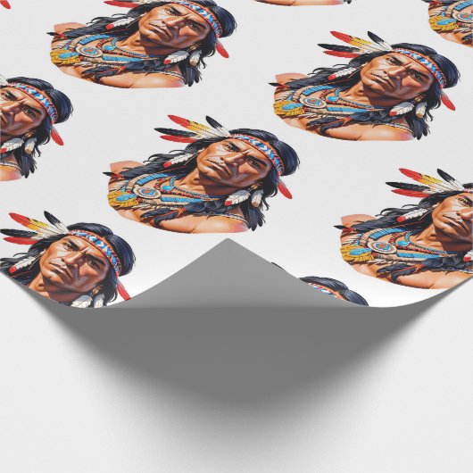 Indiaans Man Cadeaupapier (Hoek)