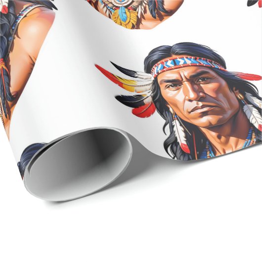 Indiaans Man Cadeaupapier (Rol Hoek)