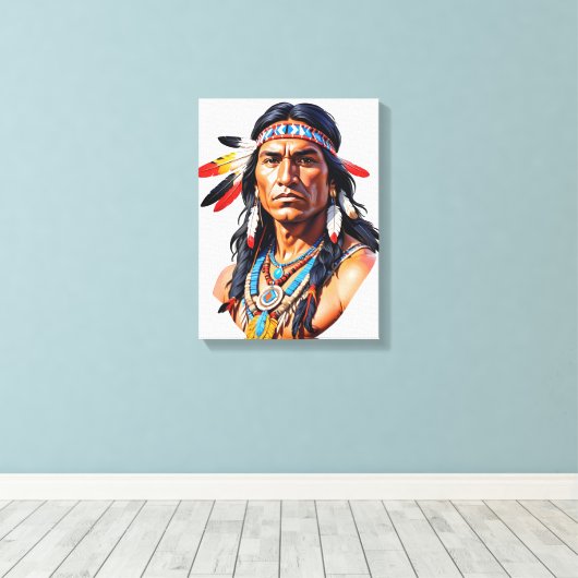 Indiaans Man Canvas Afdruk (Insitu (Houten vloer))