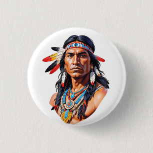 Indiaans Man Ronde Button 3,2 Cm