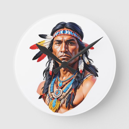 Indiaans Man Ronde Klok (Voorkant)