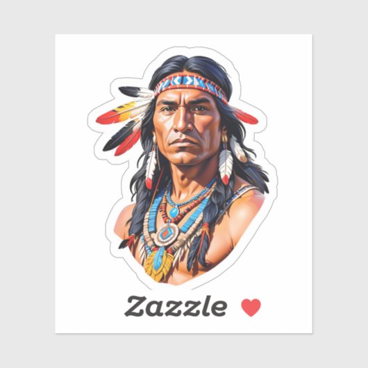 Indiaans Man Sticker (Vel)