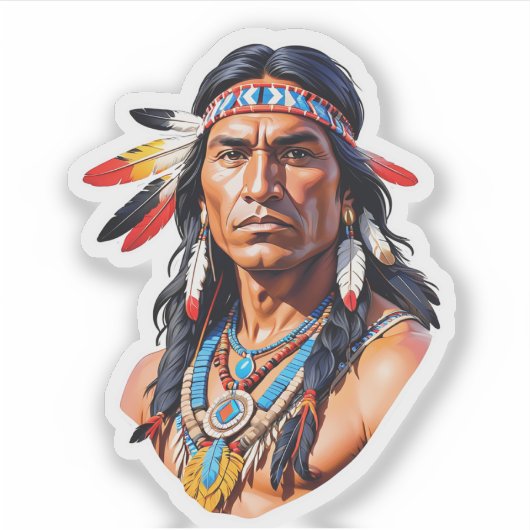 Indiaans Man Sticker (Voorkant)