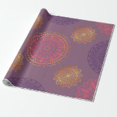 indiaans mandala paars met goud cadeaupapier (Uitgerold)