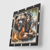 Indiaans meisje Beer wilgenboom Vierkante Klok (Hoek)