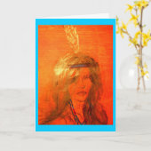 indiaans meisje Howgh Greetings Kaart (Gele Bloem)