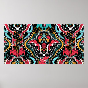 indiaans naadloos patroon. Floral behang Poster