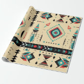 Indiaans patroon cadeaupapier (Uitgerold)