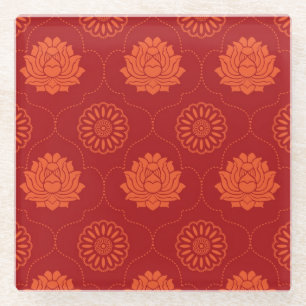 Indiaans patroon glazen onderzetter