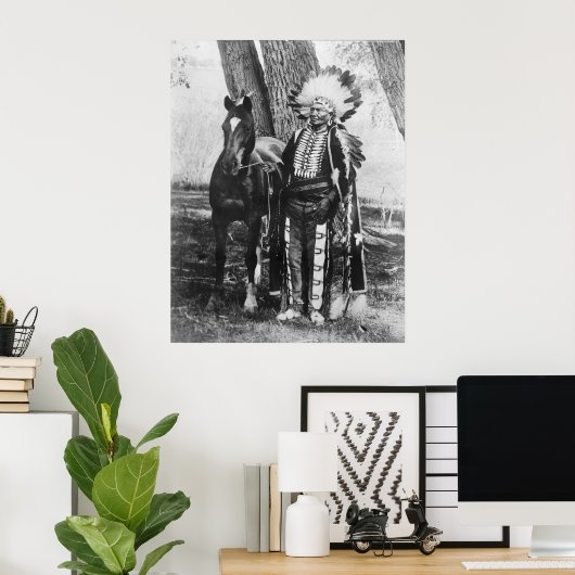 Indiaans  portret poster (Thuiskantoor)