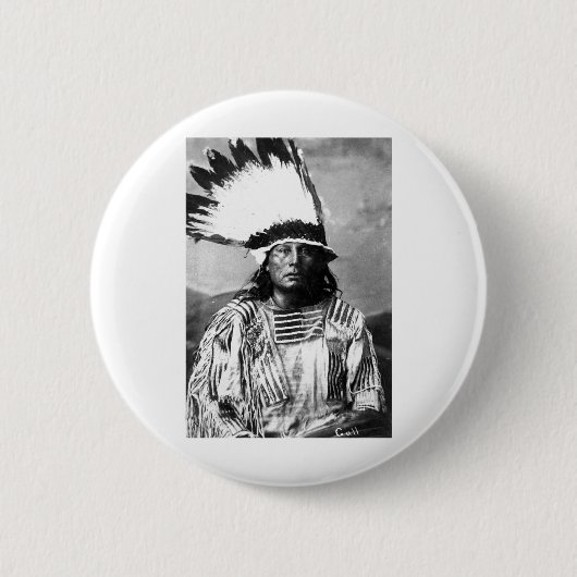 Indiaans  portret ronde button 5,7 cm (Voorkant)