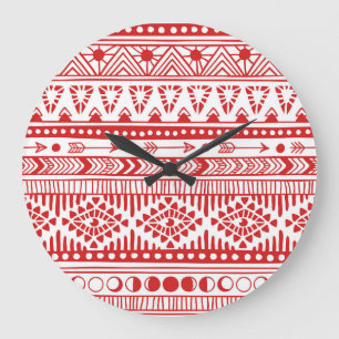 Indiaans: Red Ink Doodle. Grote Klok