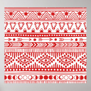 Indiaans: Red Ink Doodle. Poster