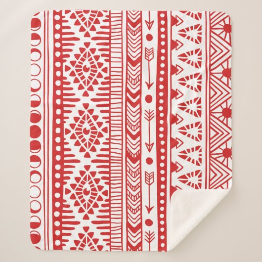 Indiaans: Red Ink Doodle. Sherpa Deken (Voorkant)