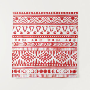 Indiaans: Red Ink Doodle. Wandkleed