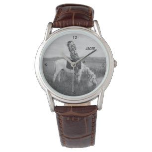  Indiaans stamhoofd te paard Horloge